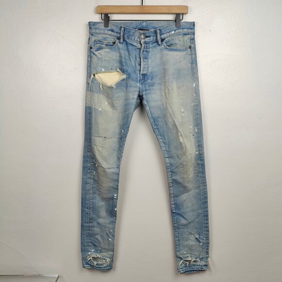 John Elliott The Cast 2‎ Bleached Indigo Jeans Mens 30 Distressed Made in Japan - Picture 1 of 12